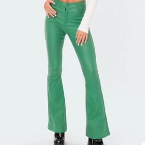 green leather edikted flares